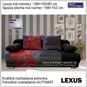 LEXUS rozkladacia sedacia pohovka čierno červená