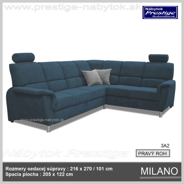 Milano rohová sedačka modrá