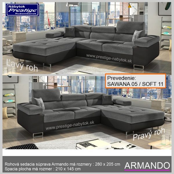 Armando sedačka Sawana 05 Soft 11 Ľavý a Pravý roh