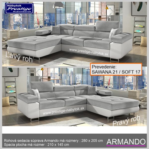 Armando sedačka Sawana 21 Soft 17 Ľavý a Pravý roh