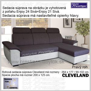 CLEVELAND sedačka rohová sivá