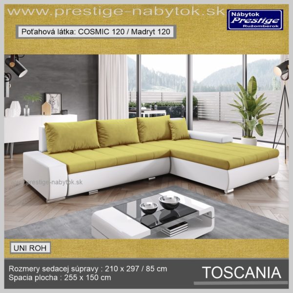 Toscania rohová sedacia súprava žlto biela
