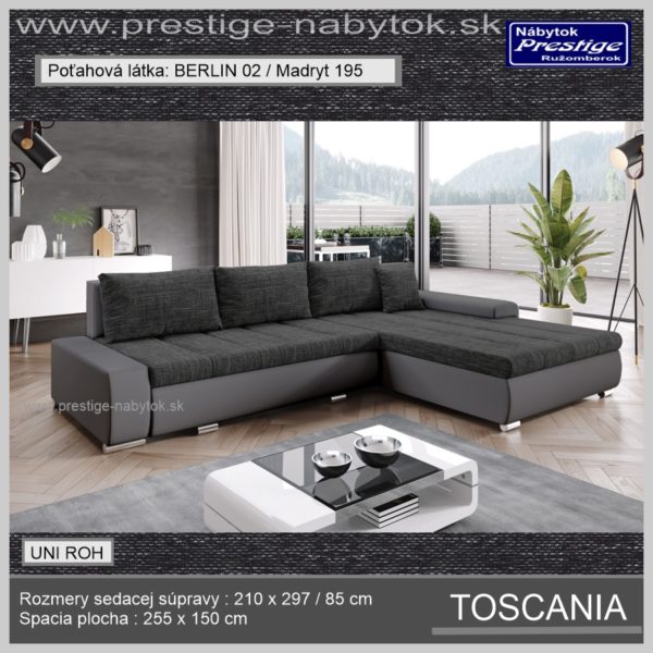 Toscania sedačka čierna sivá