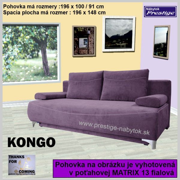 KONGO pohovka rozkladacia fialová