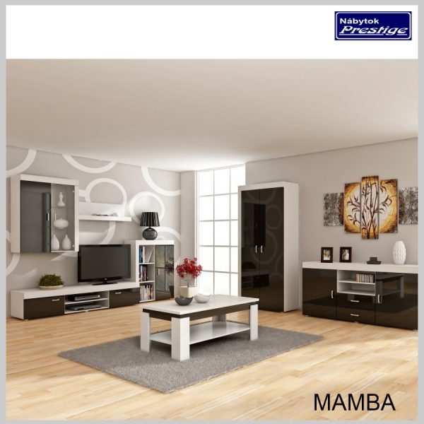 MAMBA obývačka Biela/Čierny lesk