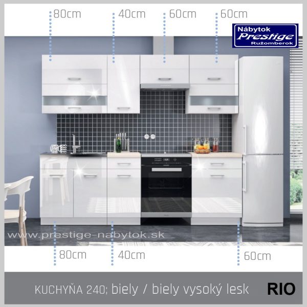 Kuchyňa RIO BIELA 240 cm rozmery