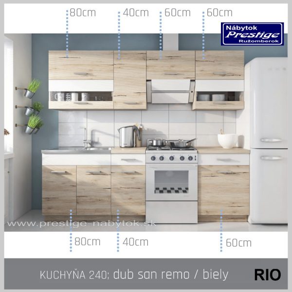 Kuchyňa RIO DUB SAN REMO 240 cm rozmery