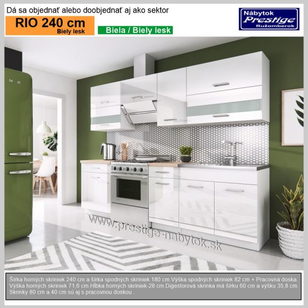 Kuchyňa Rio 240 Biela / Biely Lesk