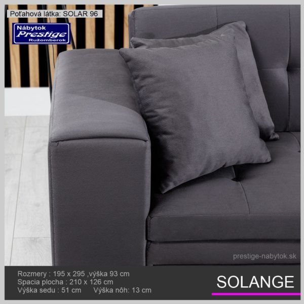 Solange rohová sedačka sivá madlo detail