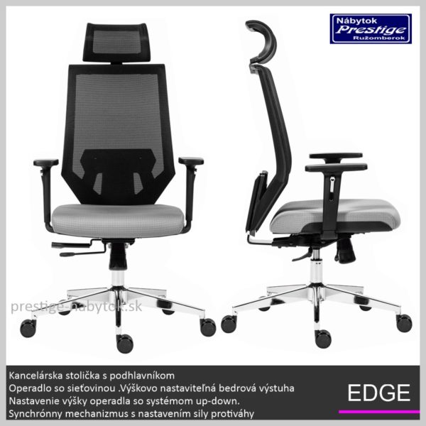 Edge kancelárska stolička sivá 2