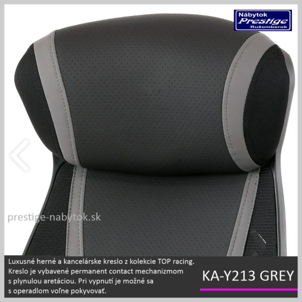 KA Y213 GREY herná kancelárska stolička detail 01
