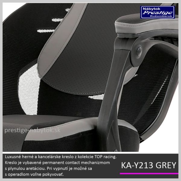 KA Y213 GREY herná kancelárska stolička detail 03