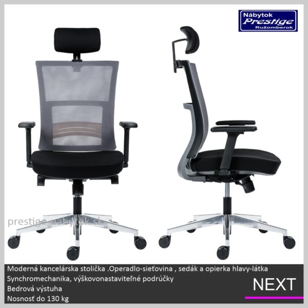 Next kancelárska stolička čierna sivá bok
